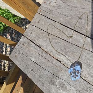 Silver Tone Vintage Fleur-de-Lis Pendant Necklace Long Chain Womens Jewerly